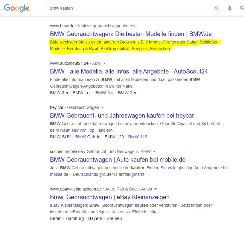besser als bmw gefunden werden?