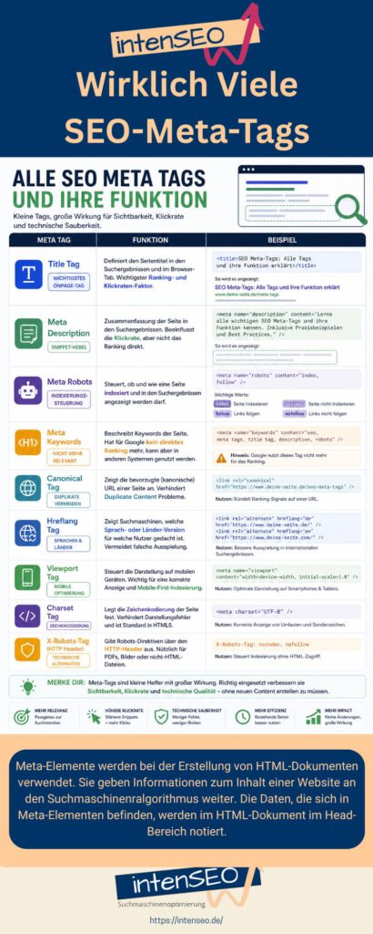 SEO-Meta-Tags - vollständige Liste
